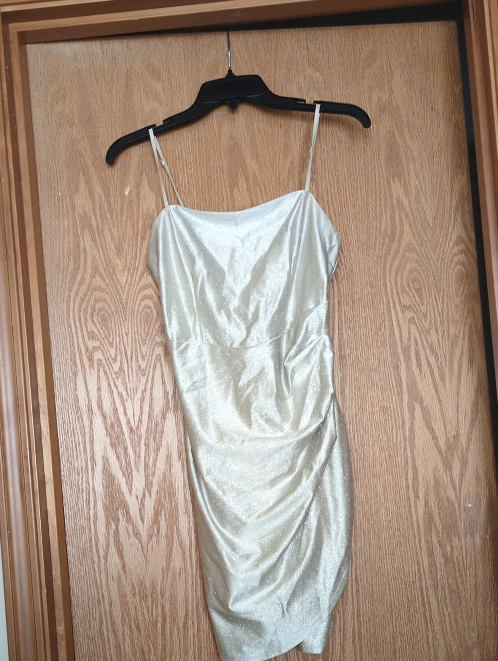 Emerald Sundae Sparkle Cowl Mini Dress in Ivory
